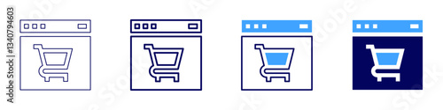 Landing page​ icon in 4 different styles. Thin Line, Line, Bold Line, Duotone. Duotone style. Editable stroke