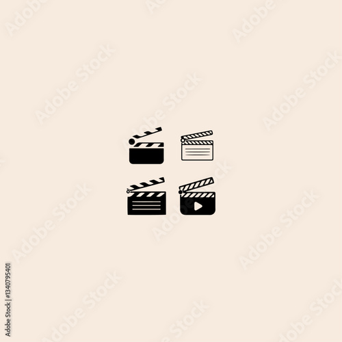 Clapperboard set icon flat vector design.