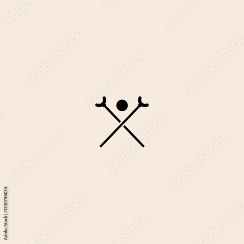 Shuffleboard cues with discs icon flat vector design. 
