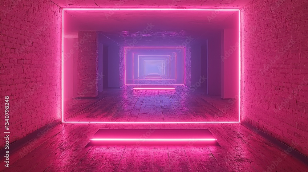 Pink Neon Corridor: A Psychedelic 3D Render Pink Neon Corridor: A Psychedelic 3D Render