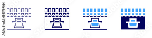 Shoppable interactive content icon in 4 different styles. Thin Line, Line, Bold Line, Duotone. Duotone style. Editable stroke