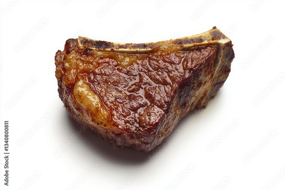 Delicious ribeye steak grilled to perfection on a clean white background with natural lighting Delicious ribeye steak grilled to perfection on a clean white background with natural lighting