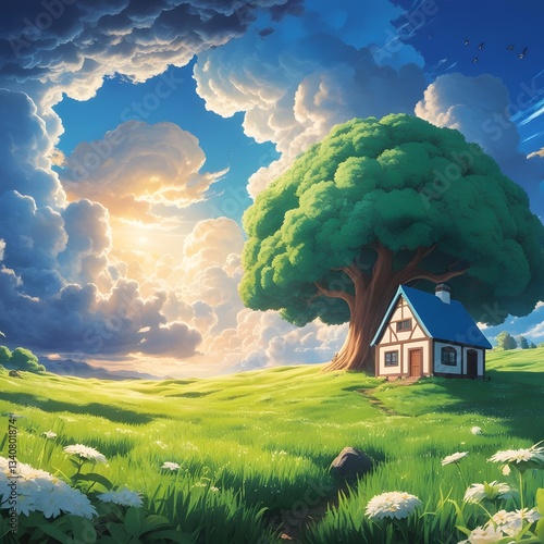 Abstract viral anime nature wallpaper in 4K quality art illustration design