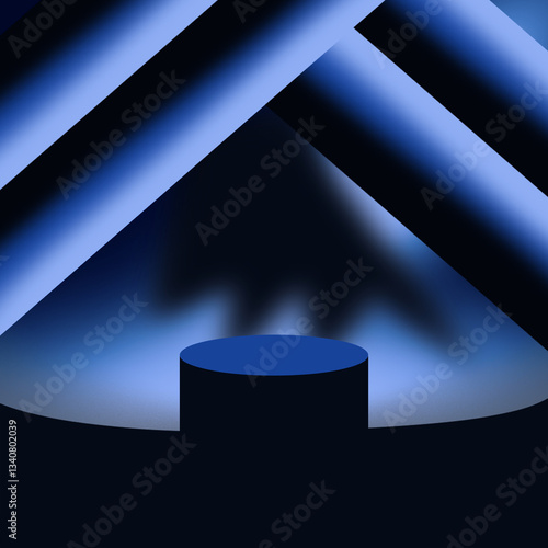 Futuristic Spotlight Background Abstract Blue Stage