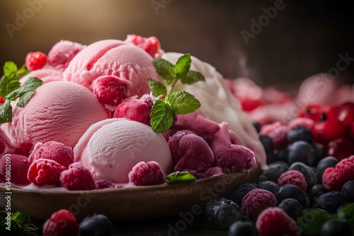 Obraz na płótnie delicious fruit ice cream w salonie