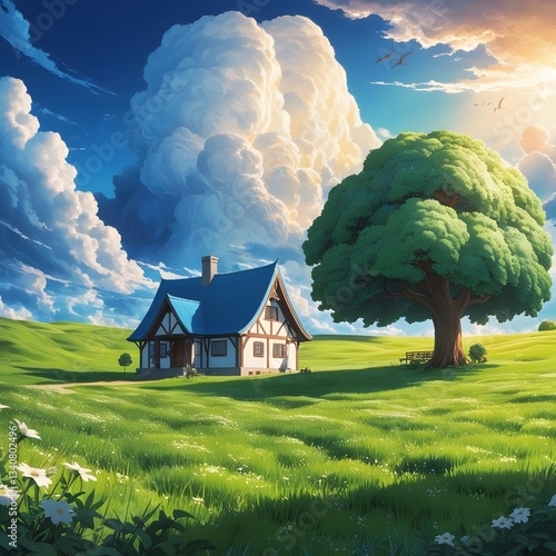 Abstract viral anime nature wallpaper in 4K quality art illustration design