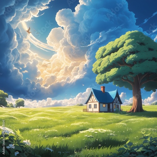 Abstract viral anime nature wallpaper in 4K quality art illustration design