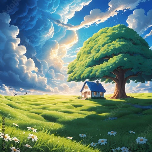 Abstract viral anime nature wallpaper in 4K quality art illustration design