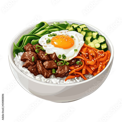 Background white egg on top Illustration Korean food vector