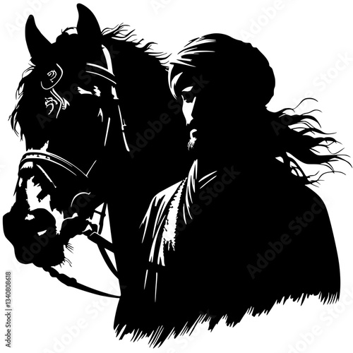 Silhouette of a knight on horseback