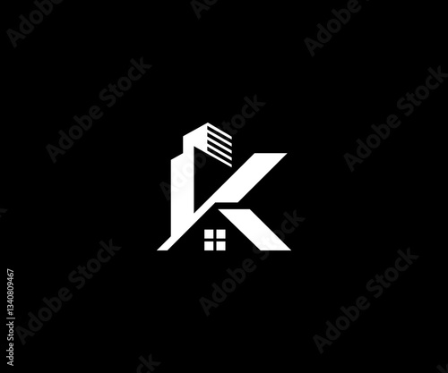 K letter Building home clean logo