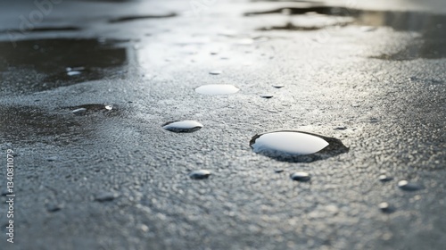 Obraz na płótnie Close up shot showcasing water puddles on a surface w salonie