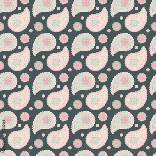 Vector delicate and retro trend. Drawing linen at sparse image. Paisley boho, card background.