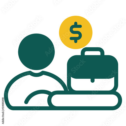 Male self employed green icon