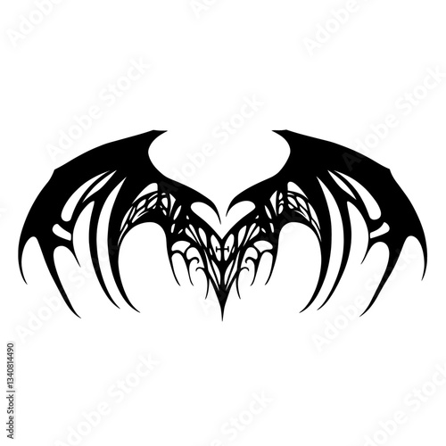 Heart with bat wings design tribal gothic vector
