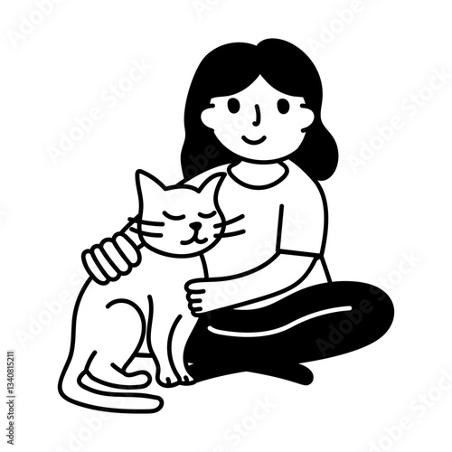 Doodle character illustration of a pet lover mom 
