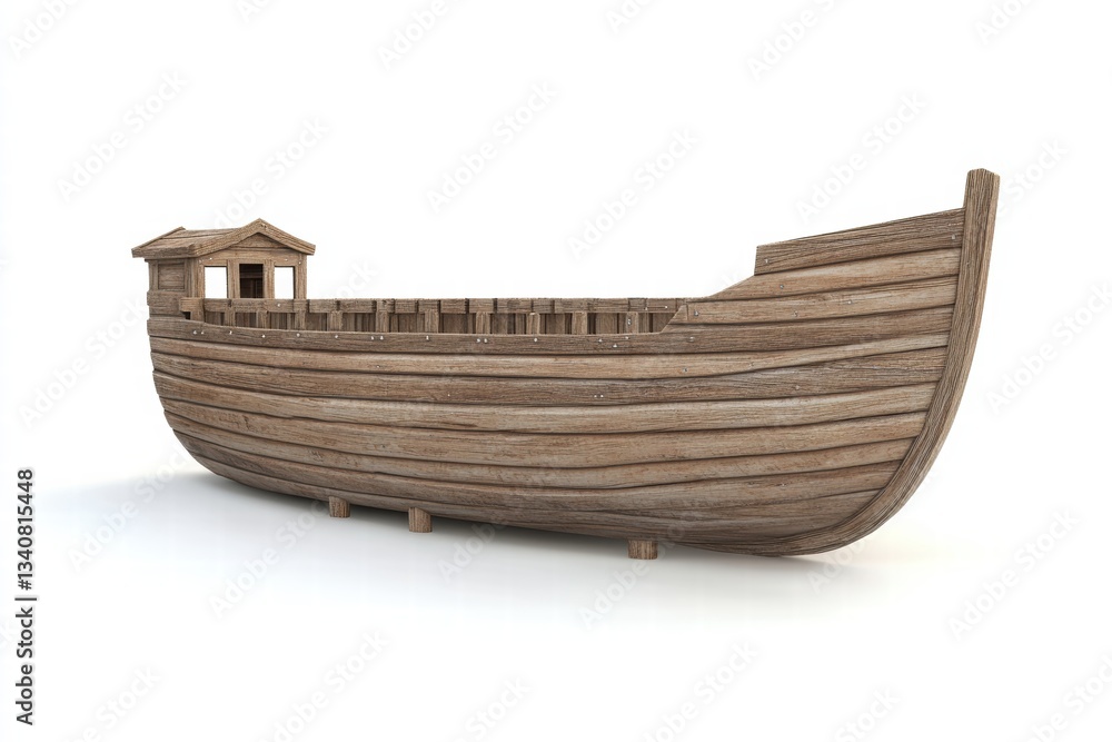 A Noah ark and isolated on a white background, ultra-realistic, high detail A Noah ark and isolated on a white background, ultra-realistic, high detail