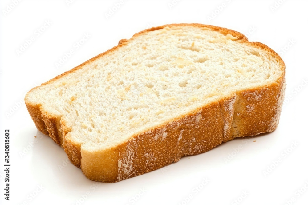 Fresh Slice of Bread Golden Crust and Soft Inside on a White Surface Minimalist Food Still Life Close up Fresh Slice of Bread Golden Crust and Soft Inside on a White Surface Minimalist Food Still Life Close up