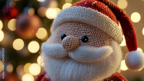 Wallpaper Mural Festive Christmas Decor with a Handmade Santa Claus Figure Surrounded by Beautiful Bokeh Lights Creating a Warm Holiday Atmosphere Torontodigital.ca