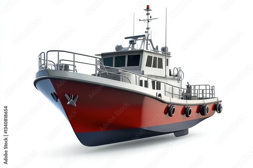 A coast guard vessel and isolated on a white background A coast guard vessel and isolated on a white background