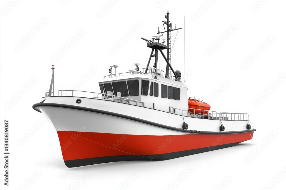 A coast guard vessel and isolated on a white background A coast guard vessel and isolated on a white background