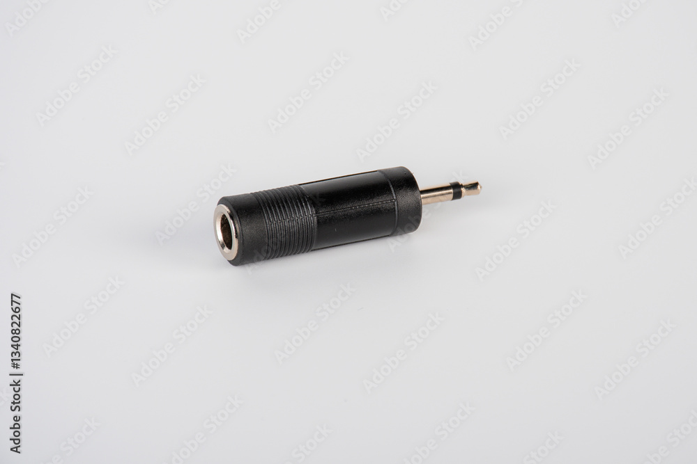 Black audio cable aux isolated on white background Black audio cable aux isolated on white background