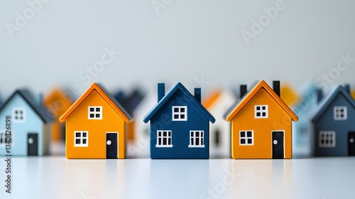 A row of colorful houses displaying various architectural styles in a picturesque neighborhood setting