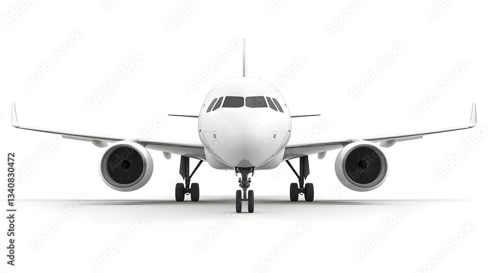 Obraz premium Minimalist white airplane silhouette on a pure white background emphasizing clean lines and modern design aesthetic