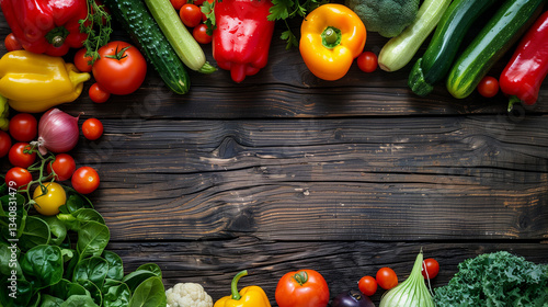 fresh vegetables on wooden background