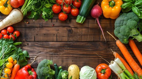 fresh vegetables on wooden background