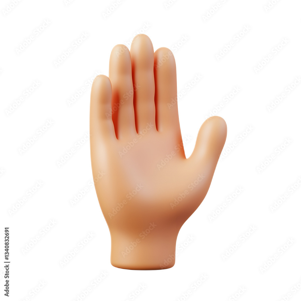 Fototapeta premium Raised Back of 3D Rendered Hand Emoji Isolated on White Background