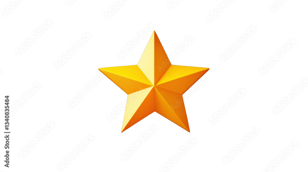 Golden five-pointed star shining on transparent background Golden five-pointed star shining on transparent background