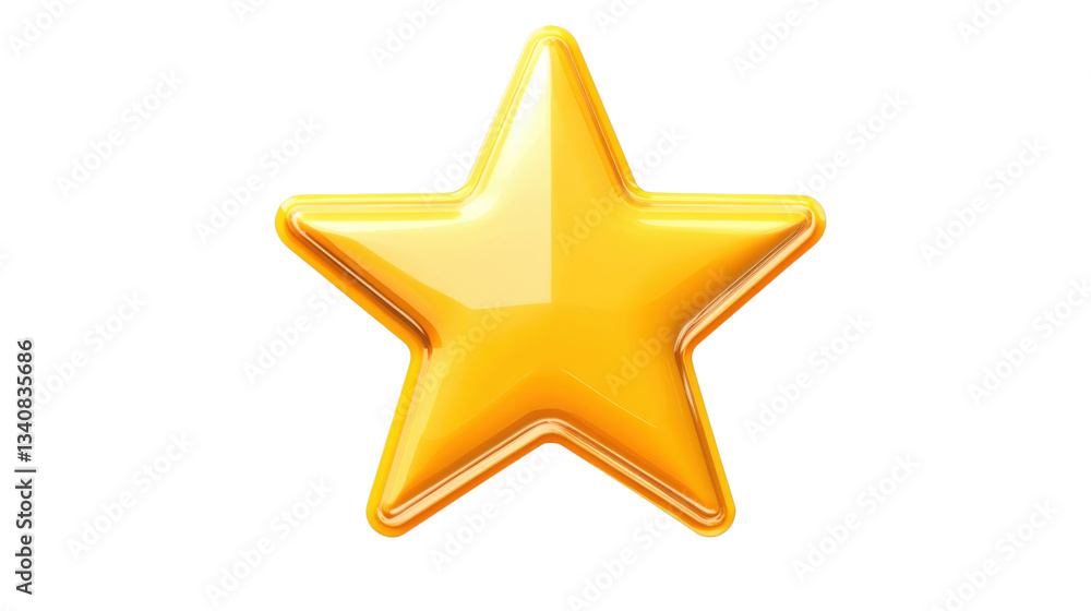 Fototapeta premium Golden star shining on transparent background: perfect for ratings and reviews