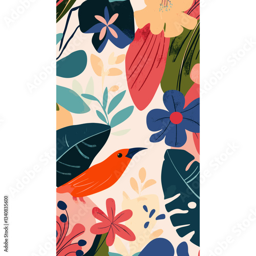 Tropical rainforests pattern vibrant leaves vector