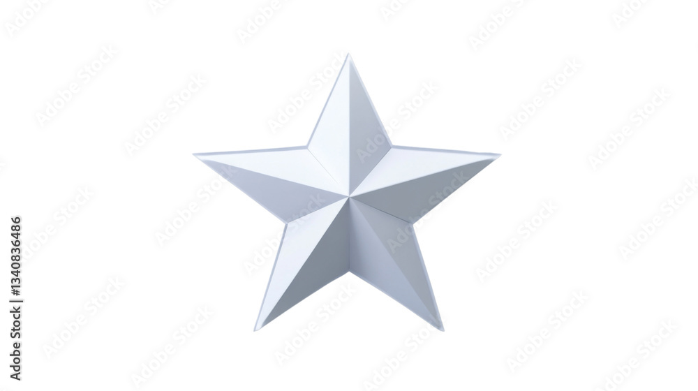 Obraz premium White three-dimensional five-pointed star on transparent background