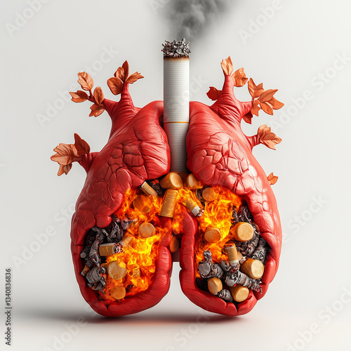 Concept diagram of harmful effects of smoking on lung health