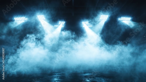 Wallpaper Mural Blue stage lights smoky arena backdrop Torontodigital.ca