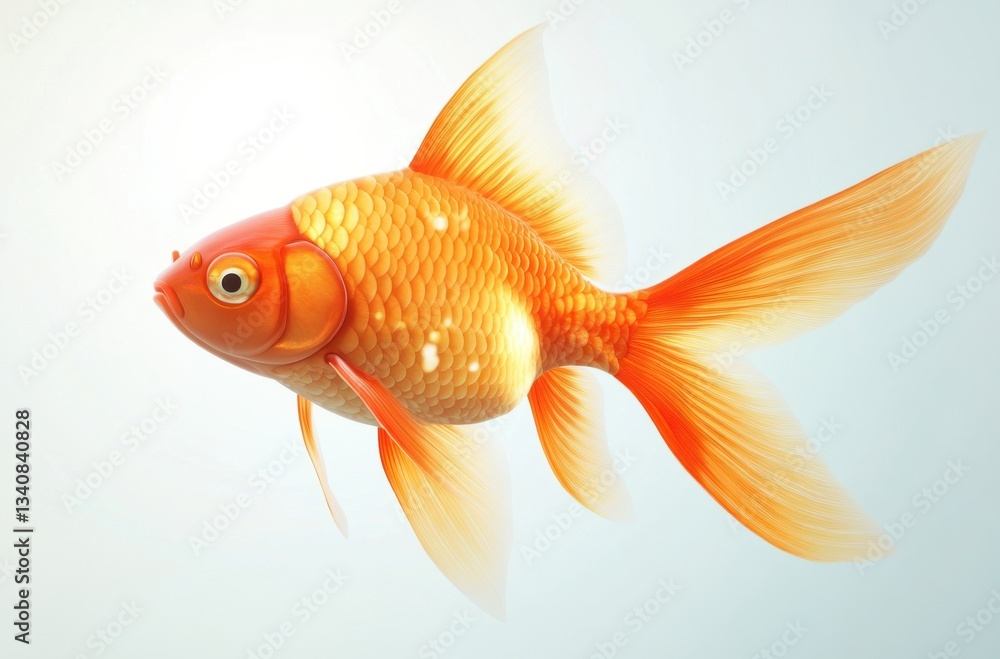 Fototapeta premium 3D elegant goldfish swimming gracefully, minimal
