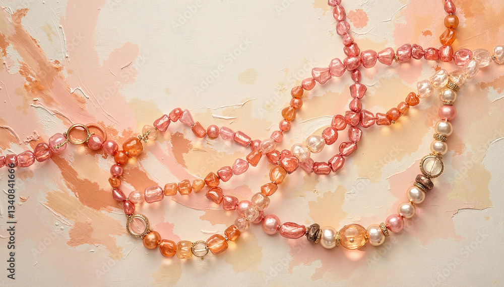 Obraz premium Textured pearl necklace with rich and expressive brushstrokes