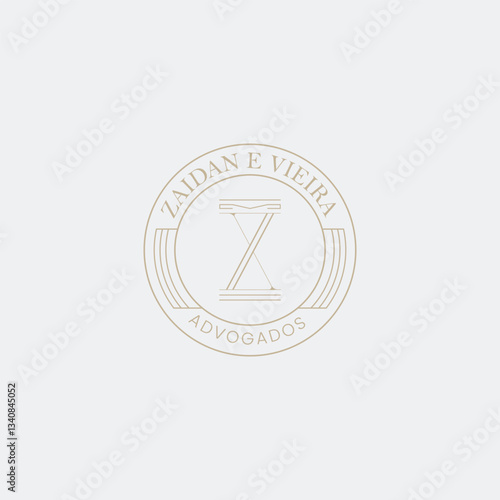 Zaidan E Vieira Advogados Law Firm Logo – Elegant Justice Emblem, Minimalist Balance Scale Design, Professional Legal Branding - Editable Vector