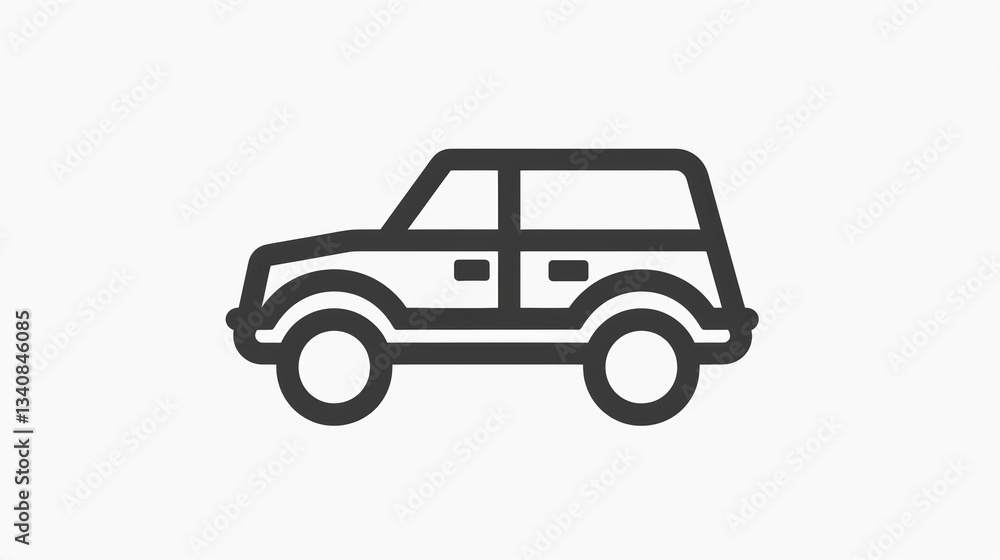 Sleek Car Icon Set Against a Crisp White Background Sleek Car Icon Set Against a Crisp White Background