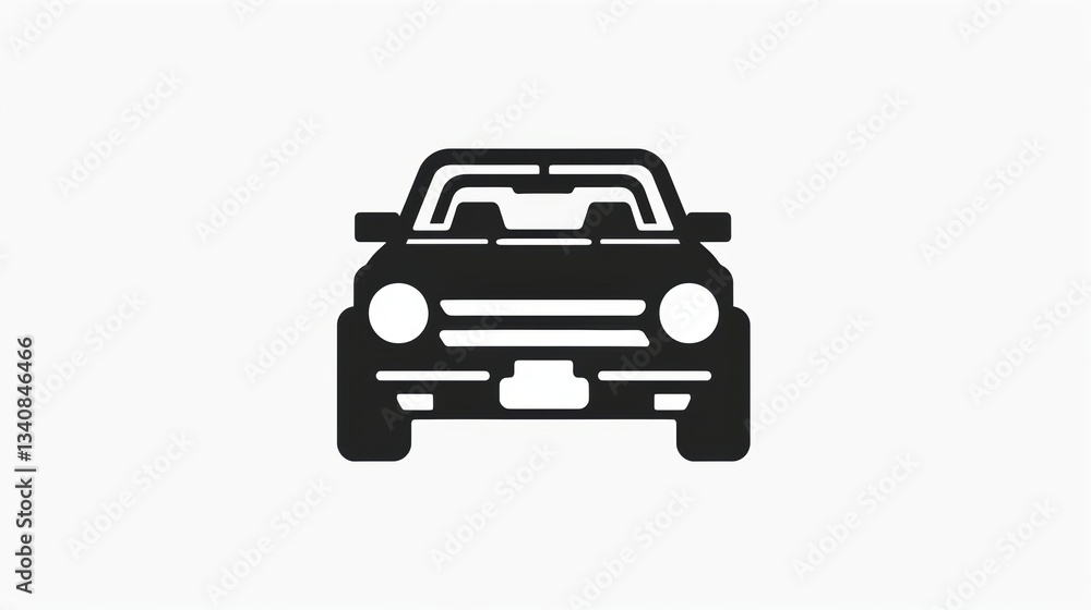 Sleek Car Icon Set Against a Crisp White Background Sleek Car Icon Set Against a Crisp White Background