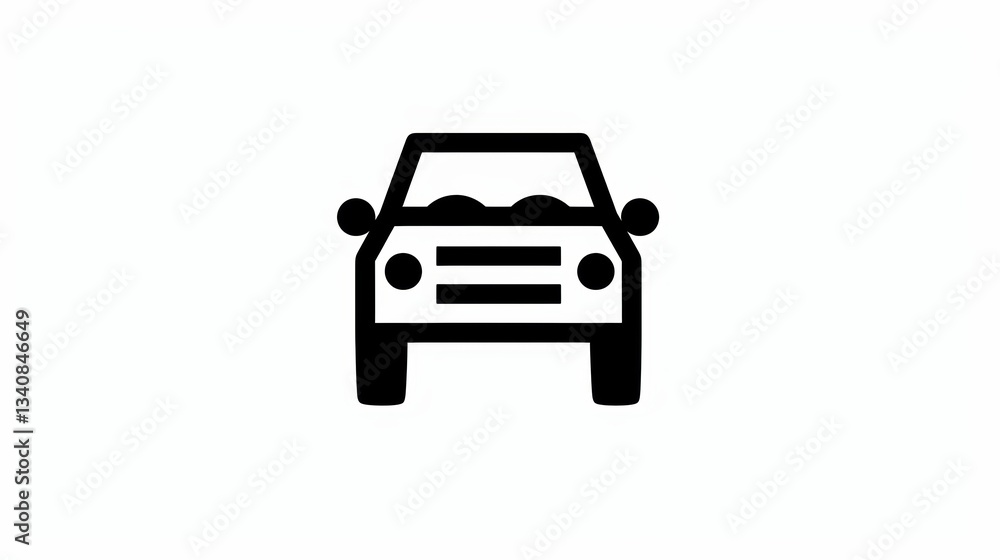Sleek Car Icon Set Against a Crisp White Background Sleek Car Icon Set Against a Crisp White Background