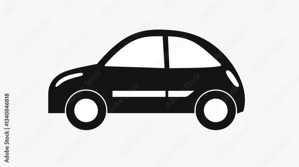 Sleek Car Icon Set Against a Crisp White Background Sleek Car Icon Set Against a Crisp White Background