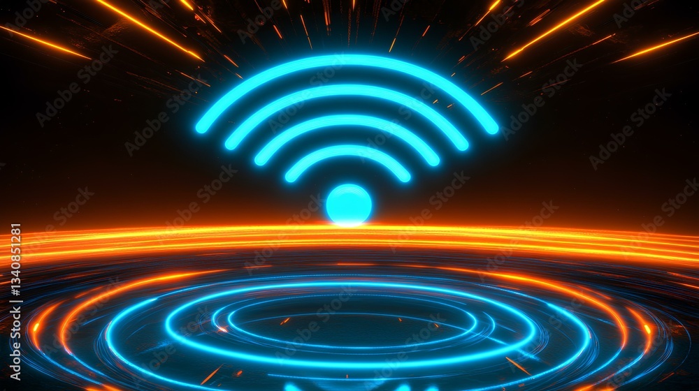 Wireless wi-fi network and connection abstract data background with wifi symbol