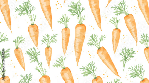 Seamless pattern with watercolor carrot drawing abstract illustration on white background