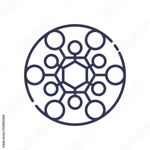 Circular network symbolizing interconnected collaboration and orchestration.
