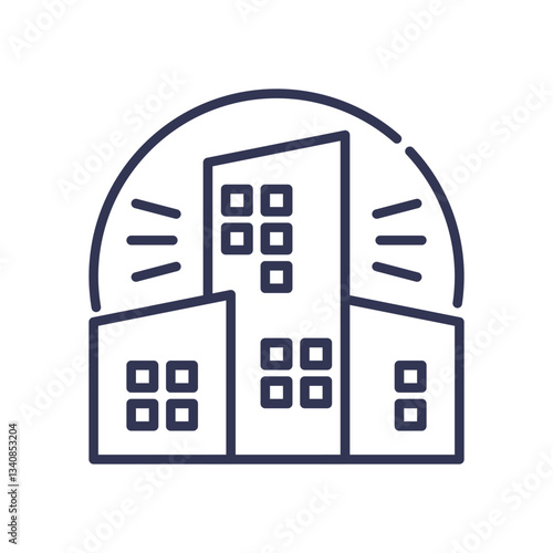 Outline of buildings symbolizing an established business or organization.