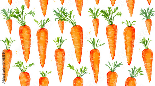 Seamless pattern with watercolor carrot drawing abstract illustration on white background