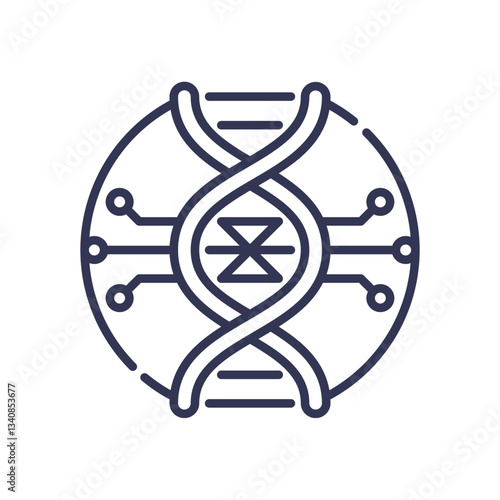 DNA helix with circuit lines symbolizes GenomicIntelligence, merging genetics and technology.